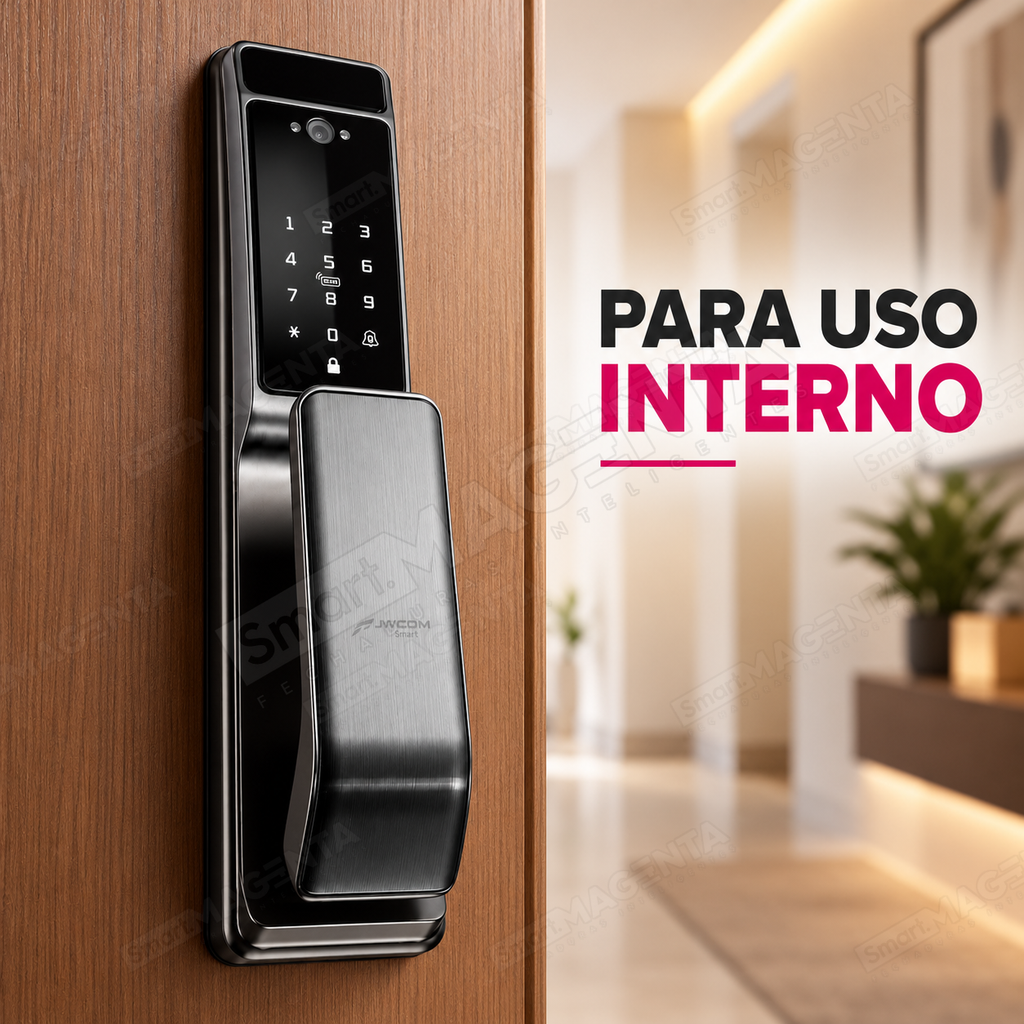 Fechadura Digital JWCOM  Reconhecimento Facial Wi-Fi com App Tuya, Biometria e Cartão: uso interno