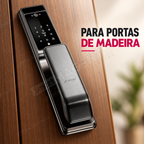 Fechadura Digital JWCOM  Reconhecimento Facial Wi-Fi com App Tuya, Biometria e Cartão: madeira