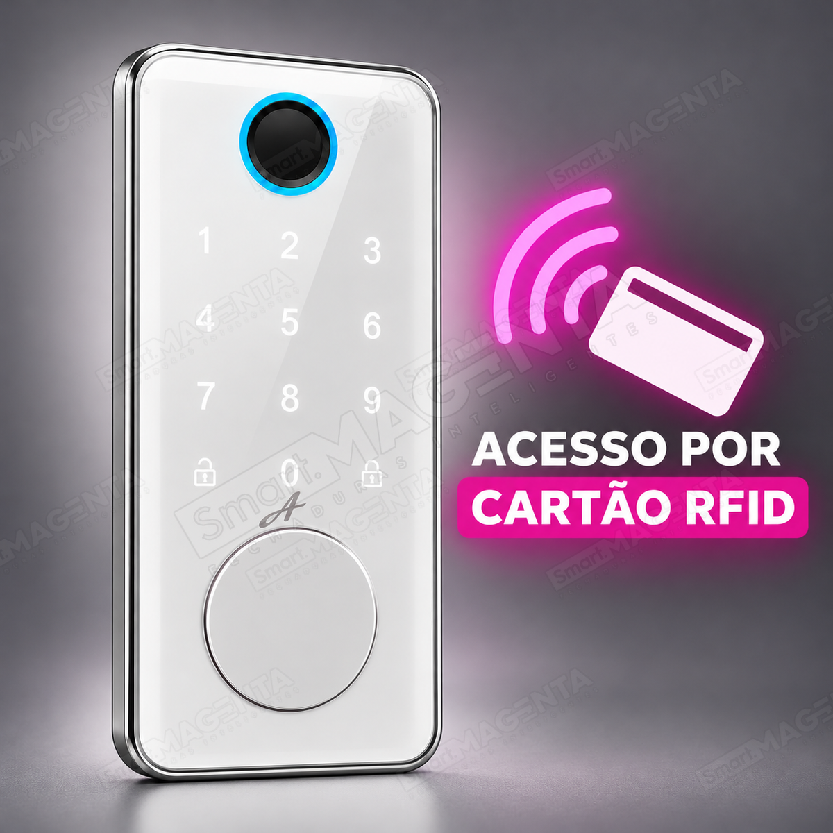 Fechadura Eletrônica Advance 8600A Branca rolete com hub Wi-Fi: cartao rfid