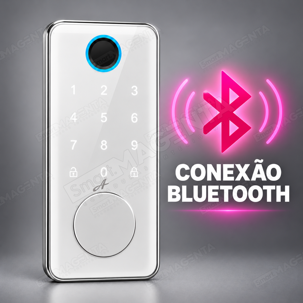 Fechadura Eletrônica Advance 8600A Branca rolete com hub Wi-Fi: bluetooth