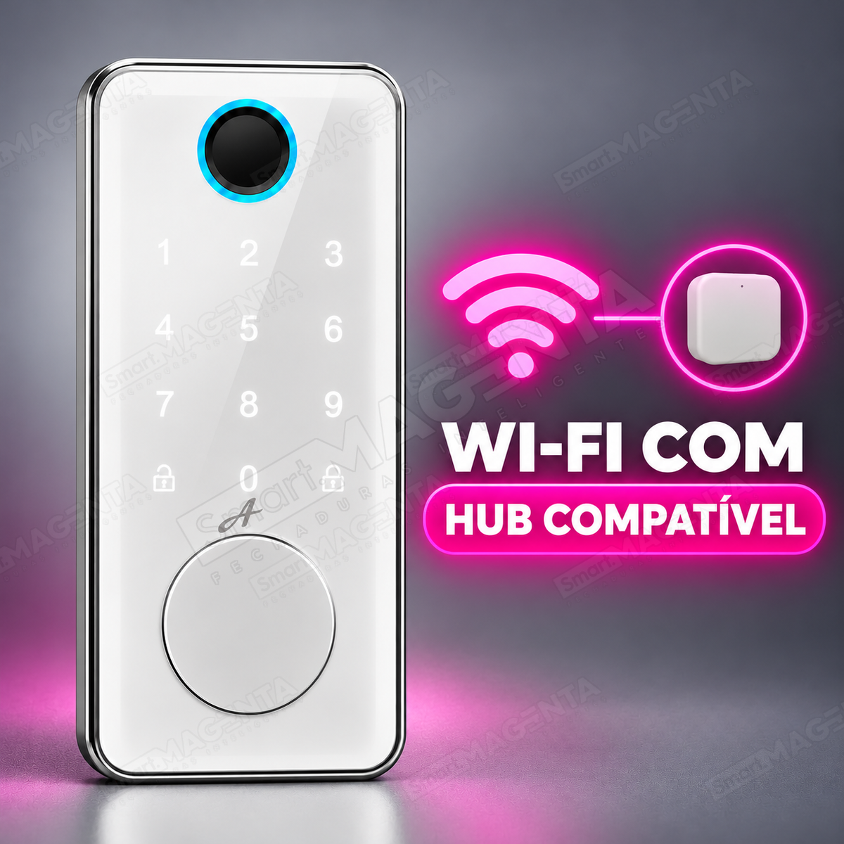 Fechadura Eletrônica Advance 8600A Branca rolete com hub Wi-Fi: wifi hub