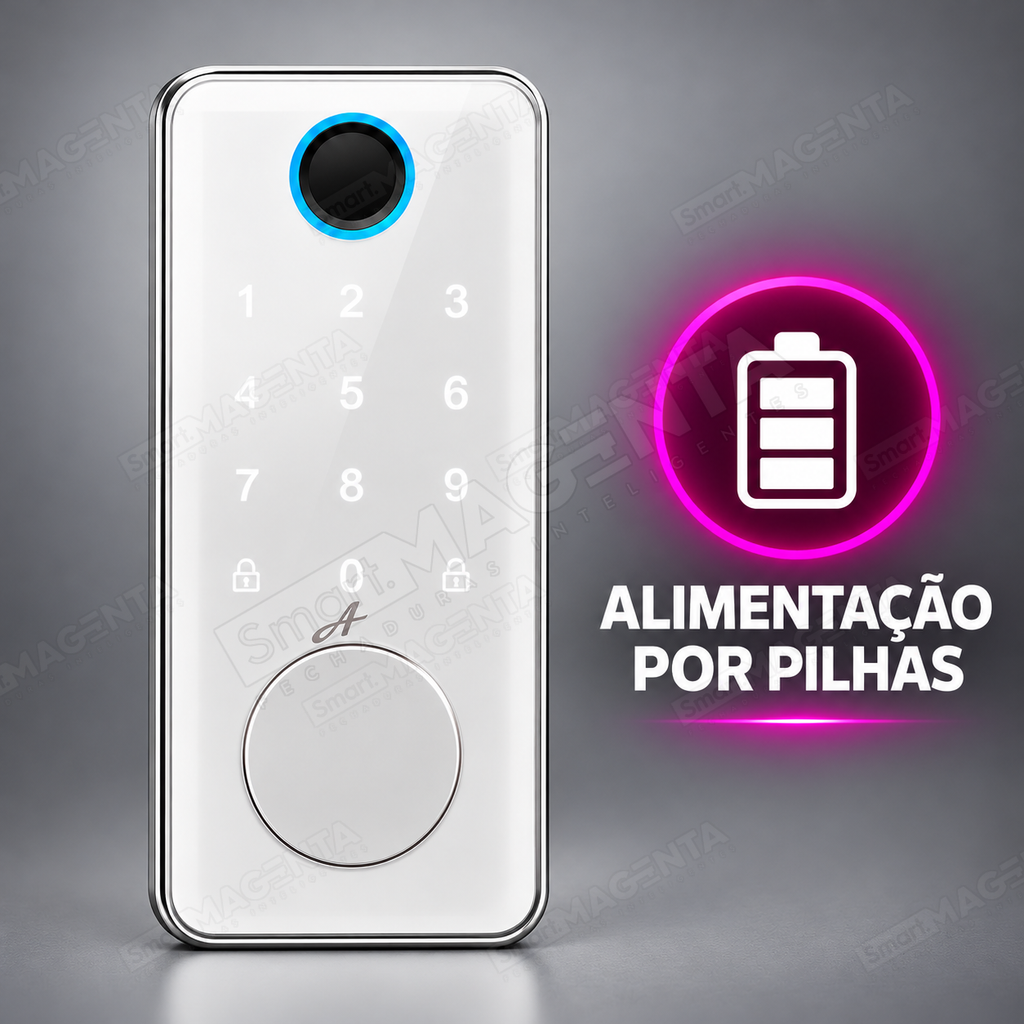 Fechadura Eletrônica Advance 8600A Branca rolete com hub Wi-Fi: pilhas