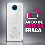 Fechadura Eletrônica Advance 8600A Branca rolete com hub Wi-Fi: aviso bateria
