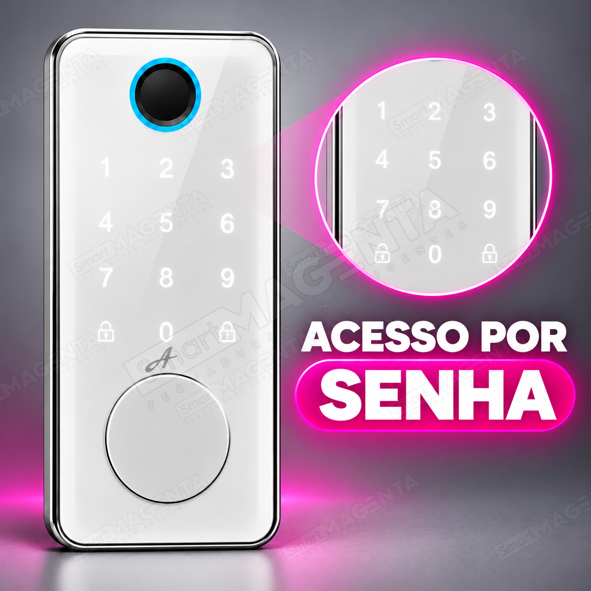 Fechadura Eletrônica Advance 8600A Branca rolete com hub Wi-Fi: senha