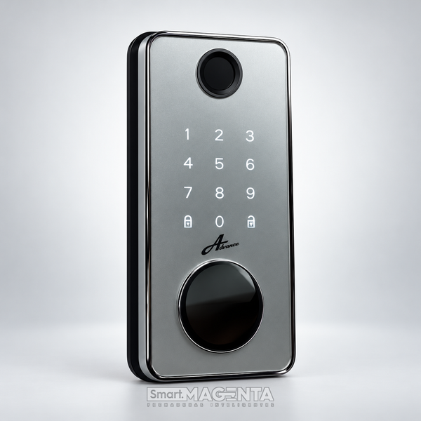 Kit Fechadura Digital Advance 8600A Cinza + Hub — Rolete com Biometria e App TTLock