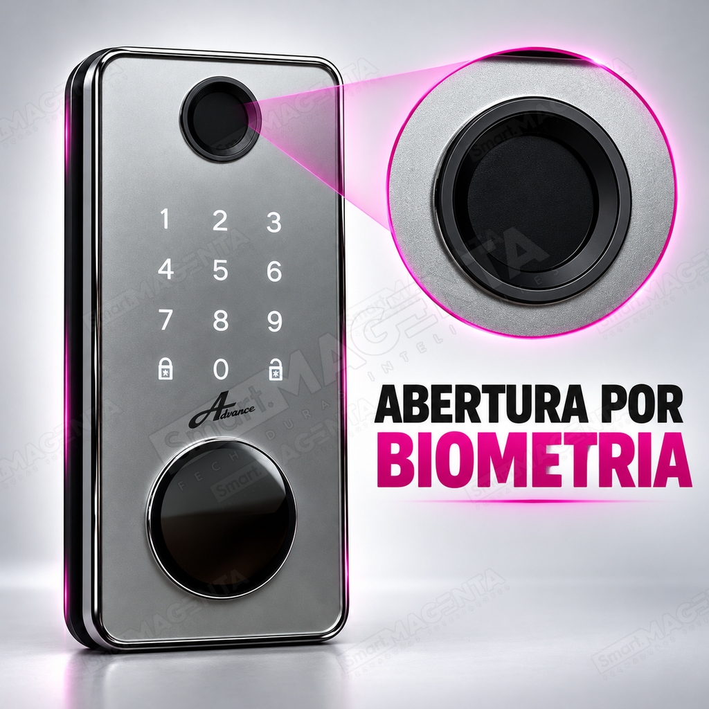 Fechadura Eletrônica Advance 8600A Cinza Ttlock Rolete com hub Wi-Fi: biometria