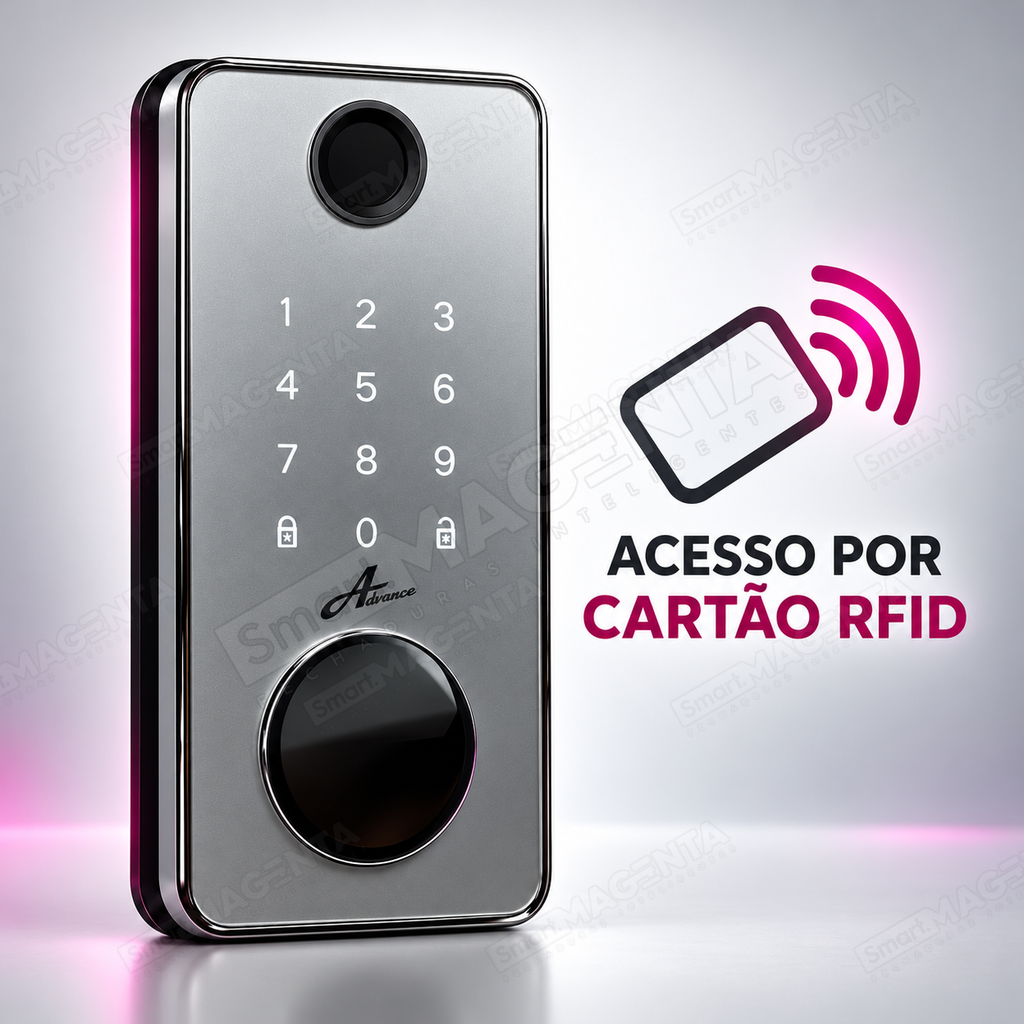Fechadura Eletrônica Advance 8600A Cinza Ttlock Rolete com hub Wi-Fi: cartao rfid
