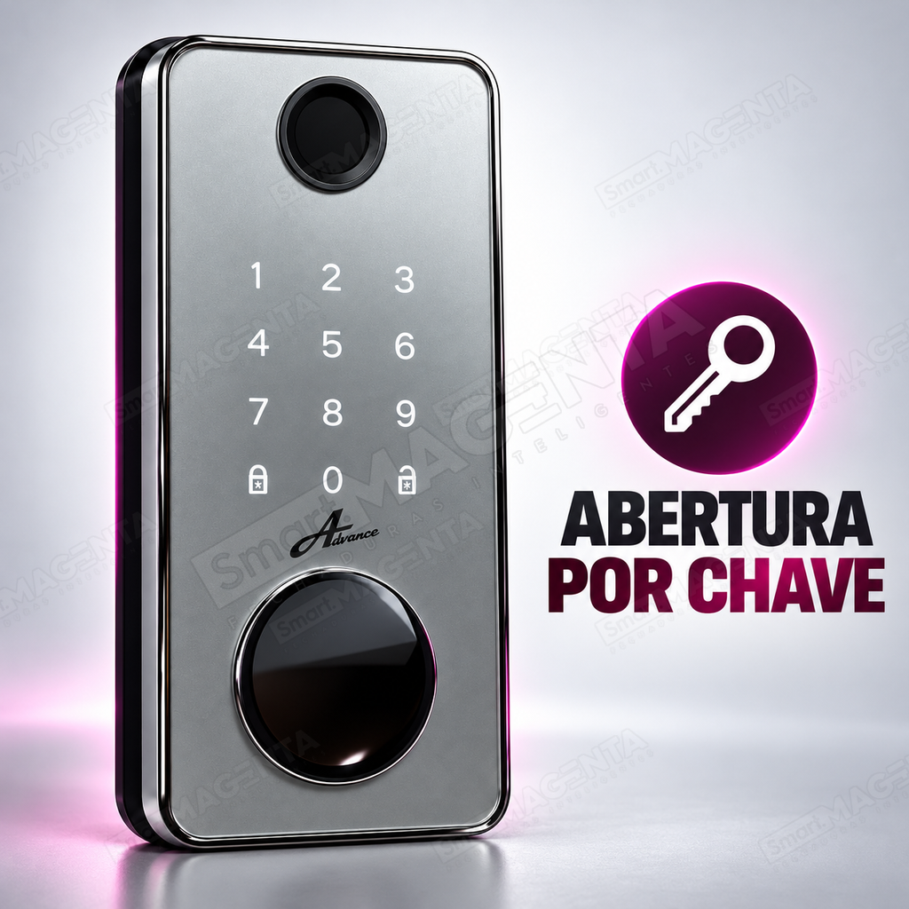 Fechadura Eletrônica Advance 8600A Cinza Ttlock Rolete com hub Wi-Fi: chave