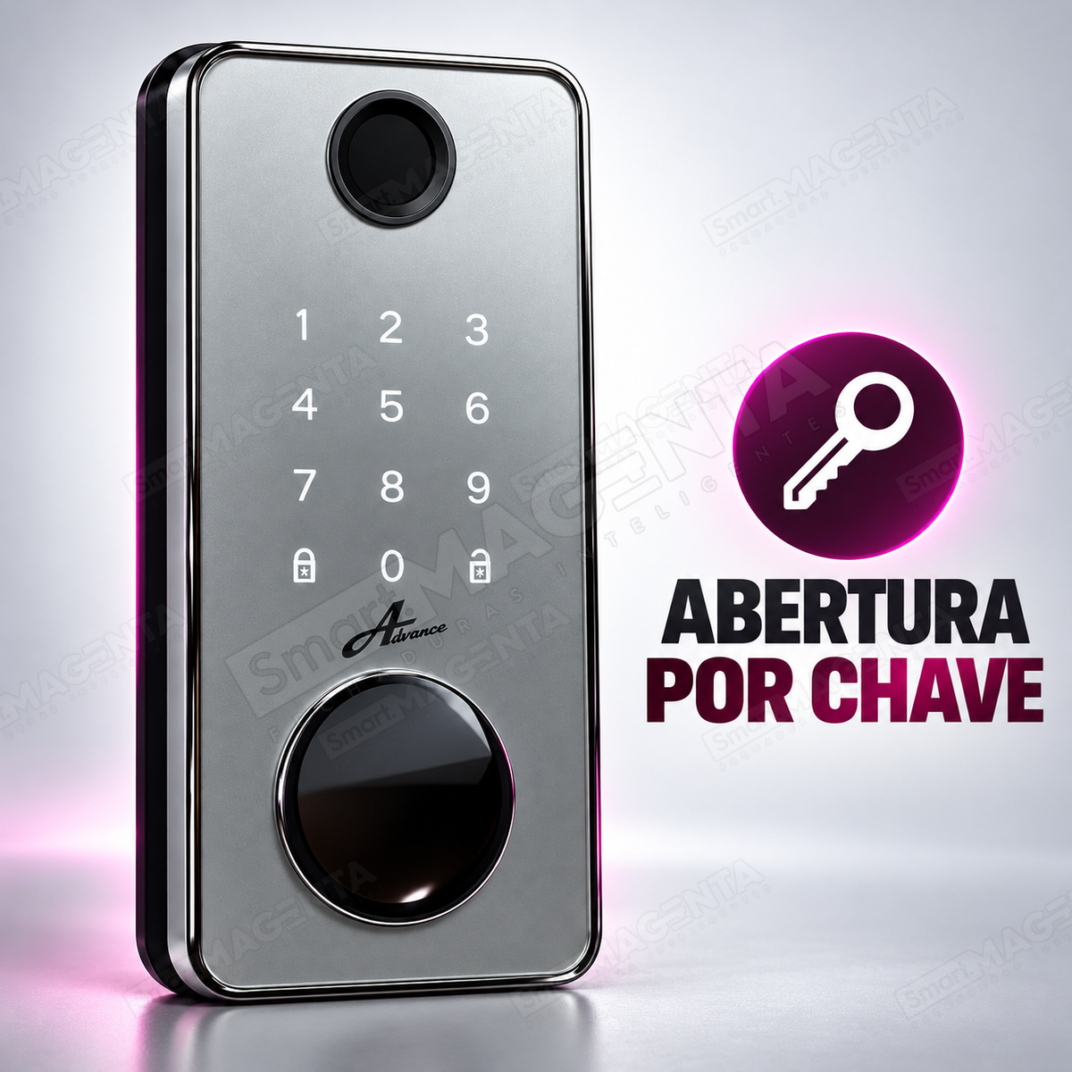 Fechadura Eletrônica Advance 8600A Cinza Ttlock Rolete com hub Wi-Fi: chave