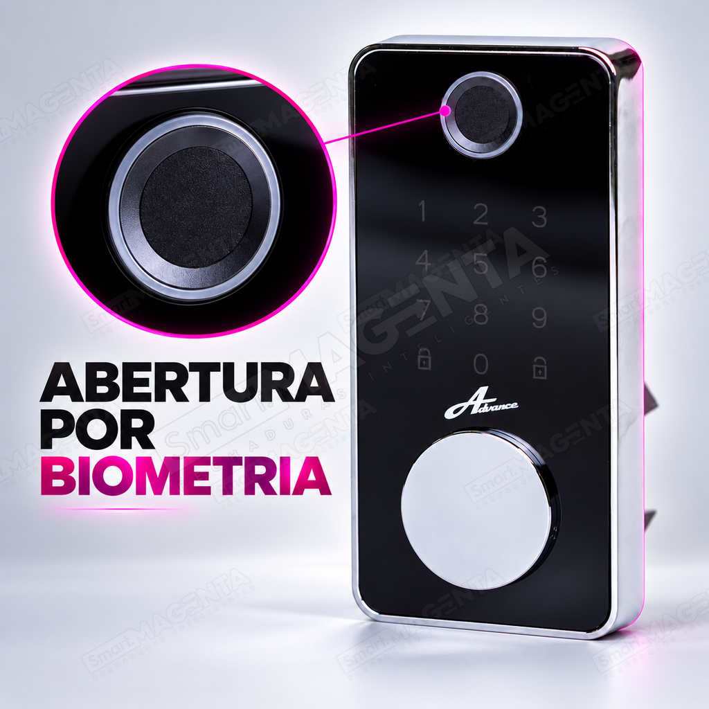 Fechadura Eletrônica Advance 8600A Preta TTlock Rolete com hub Wi-fi: biometria