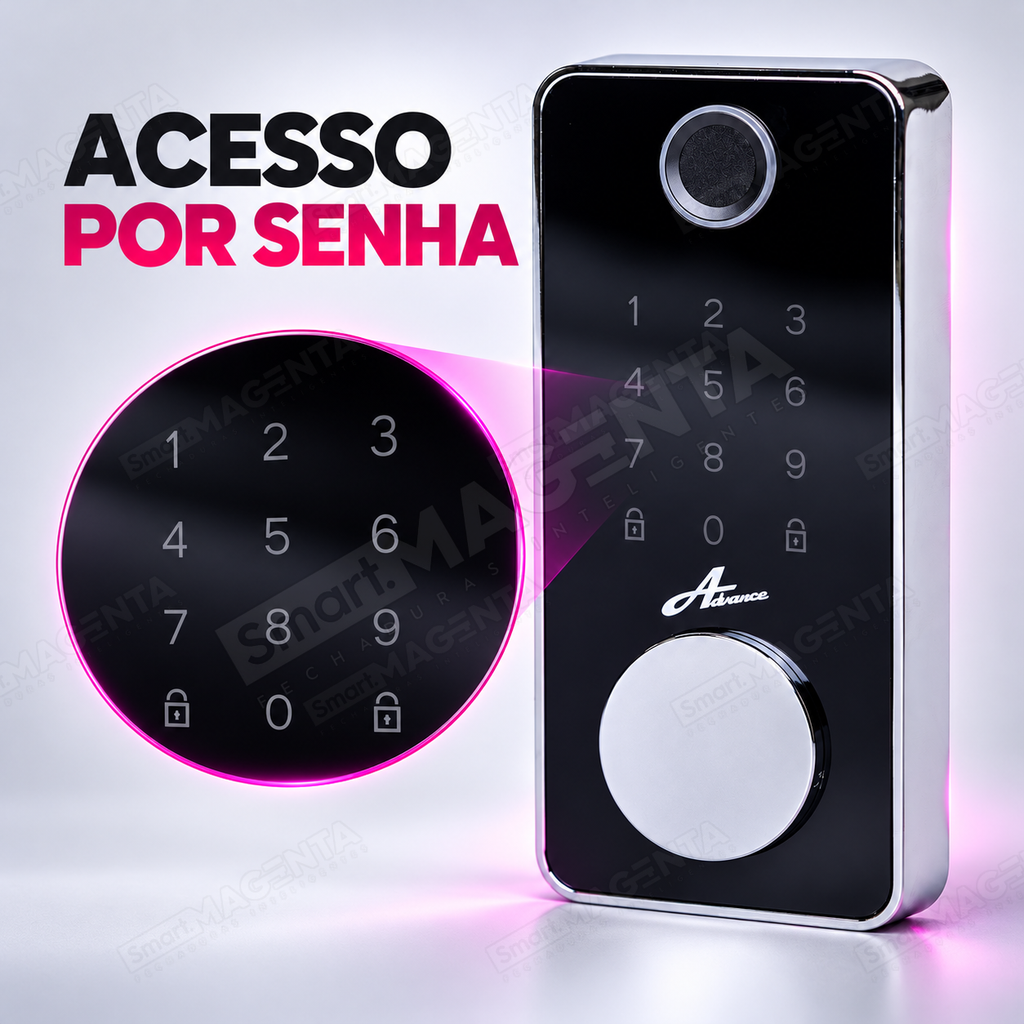Fechadura Eletrônica Advance 8600A Preta TTlock Rolete com hub Wi-fi: senha