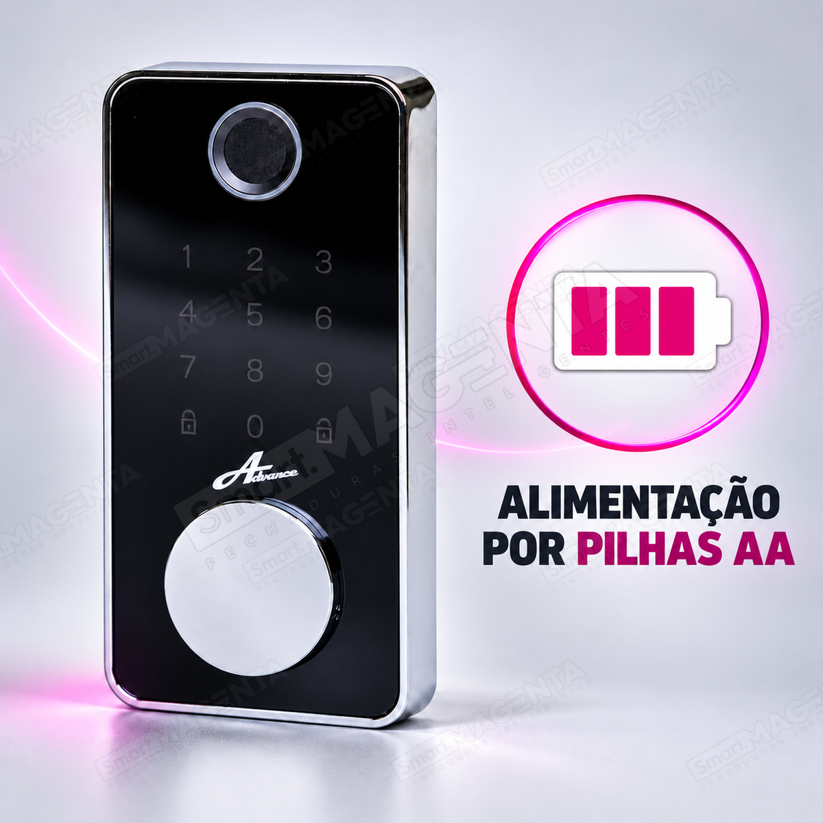 Fechadura Eletrônica Advance 8600A Preta TTlock Rolete com hub Wi-fi: pilhas aa