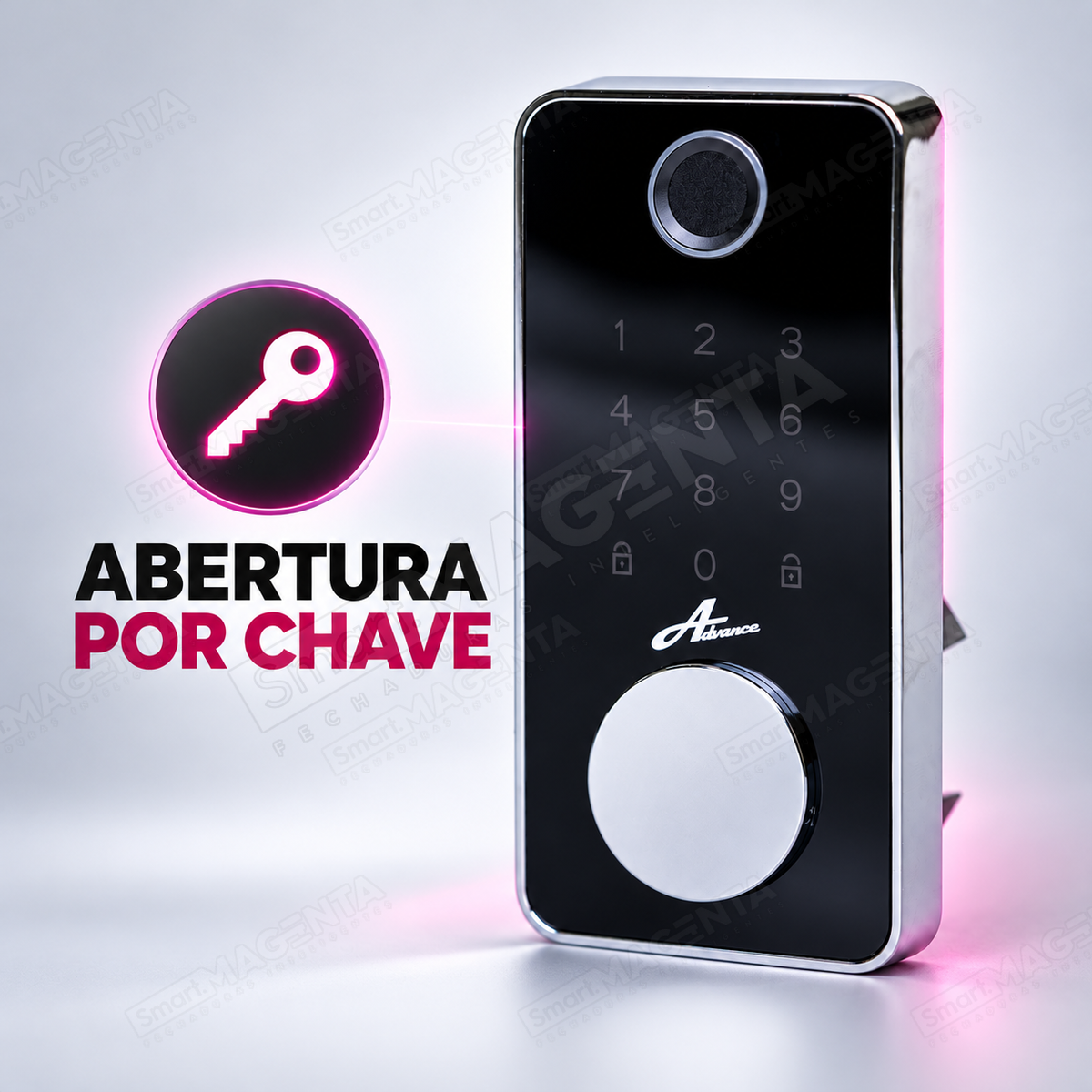 Fechadura Eletrônica Advance 8600A Preta TTlock Rolete com hub Wi-fi: chave