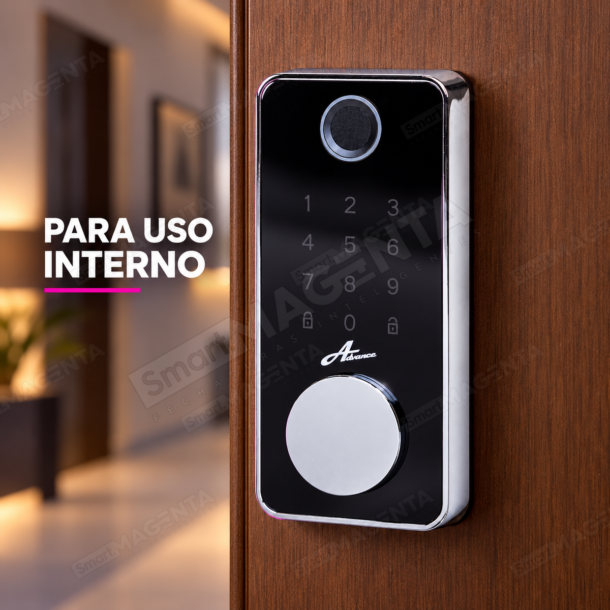 Fechadura Eletrônica Advance 8600A Preta TTlock Rolete com hub Wi-fi: uso interno