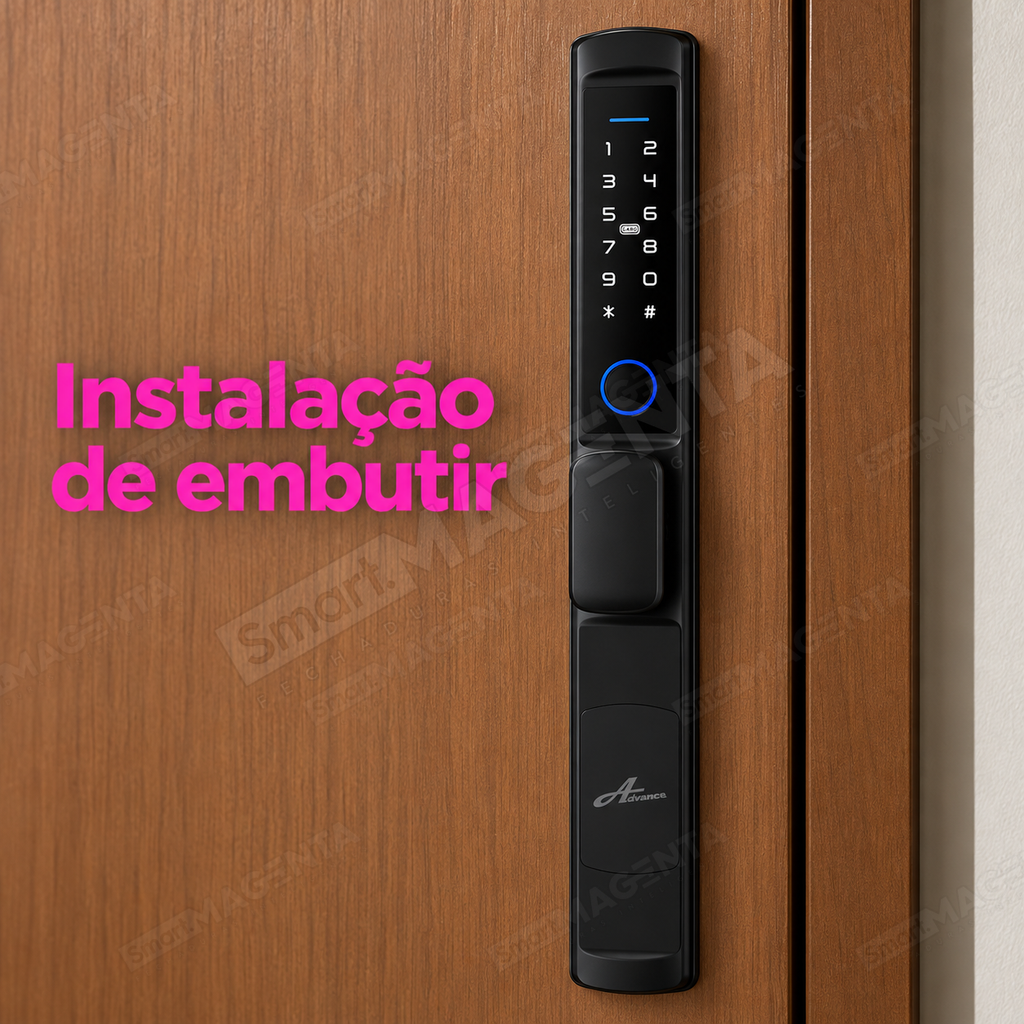 Fechadura Digital Advance 4100g: instalacao de embutir
