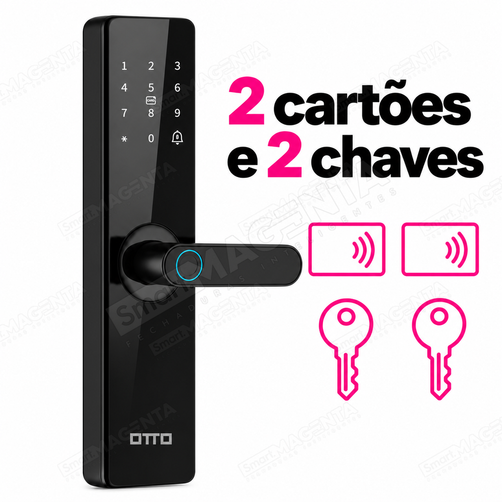 Fechadura Digital OTTO TU101: cartoes e chaves