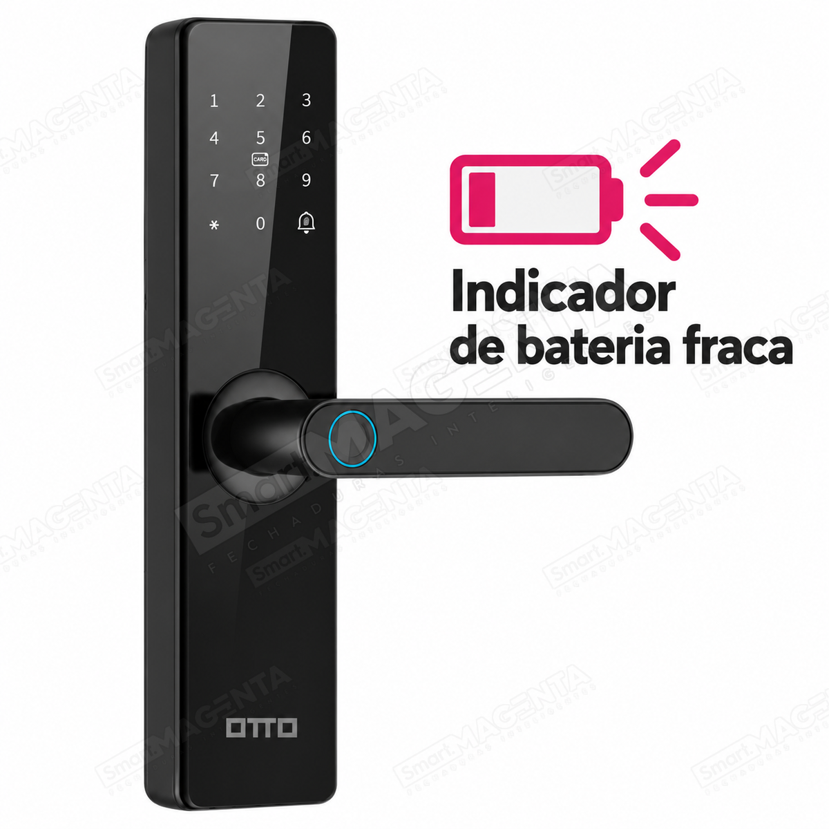 Fechadura Digital OTTO TU101: aviso de bateria fraca