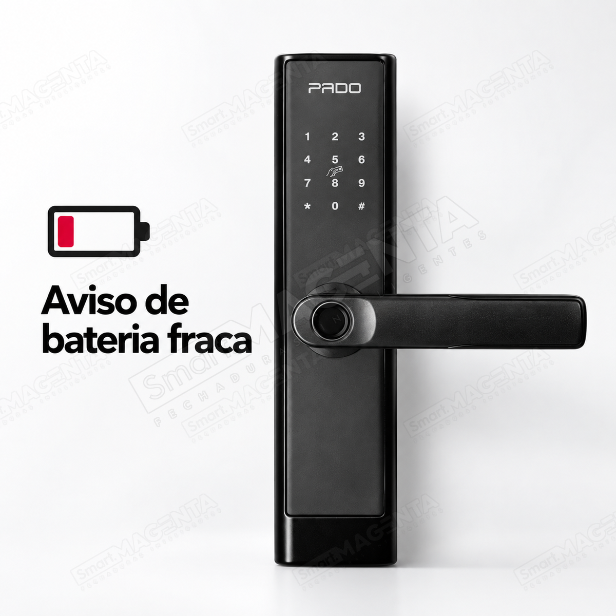 Fechadura Digital Pado FDE250: aviso de bateria fraca