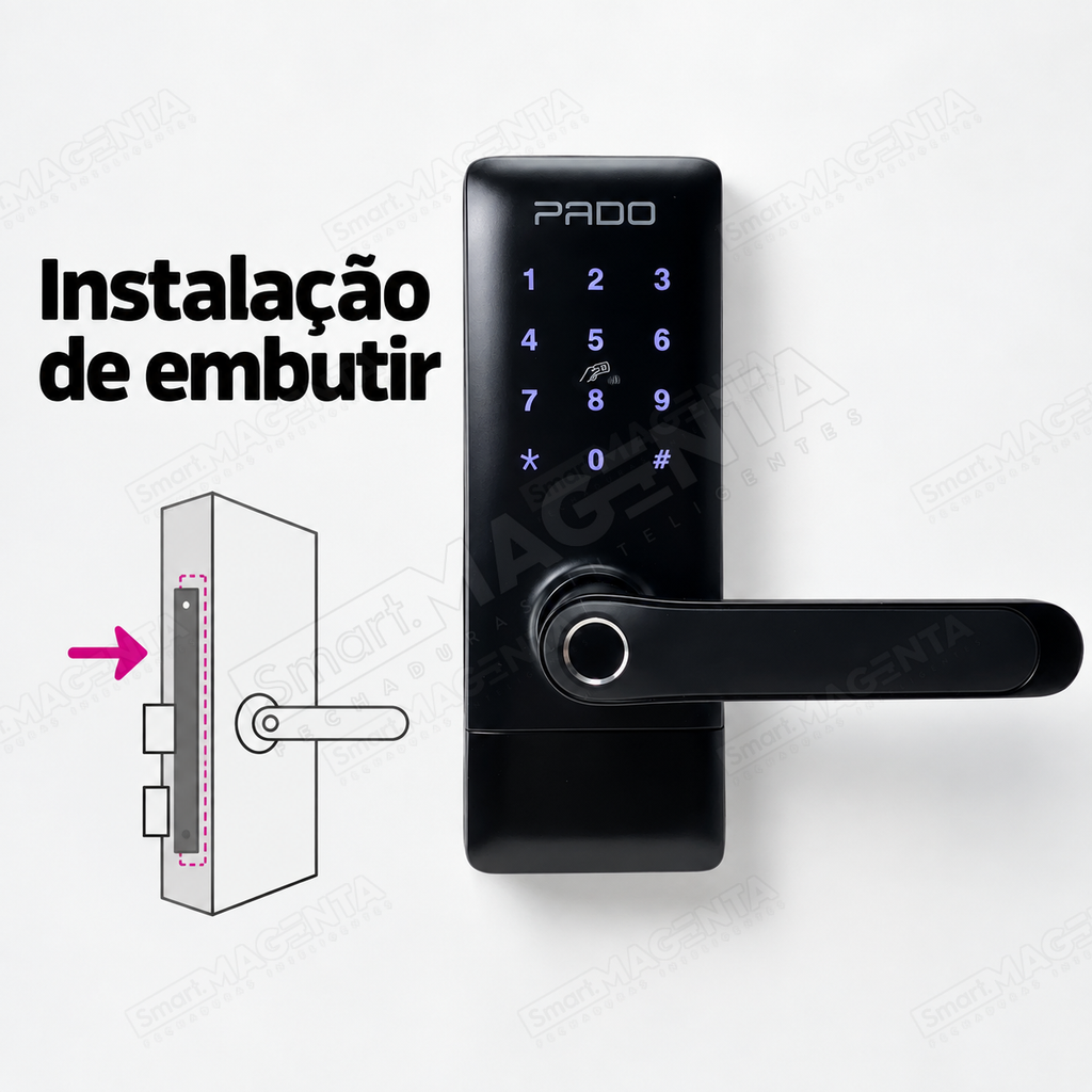 Fechadura Digital Pado FDE300w: instalacao de embutir