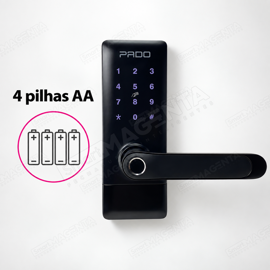 Fechadura Digital Pado FDE300w: alimentação por pilhas