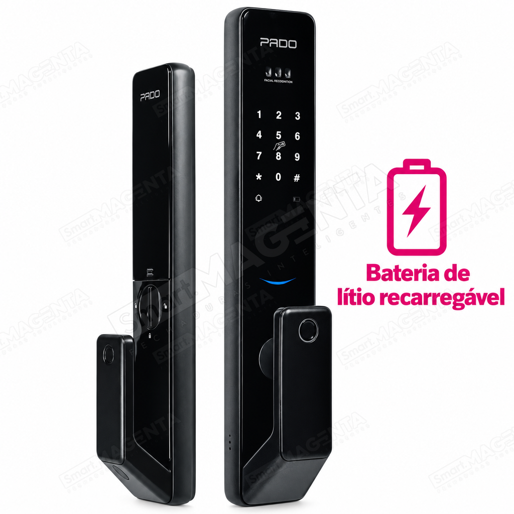 Fechadura Digital Pado FDE800 Vision: bateria recarregavel
