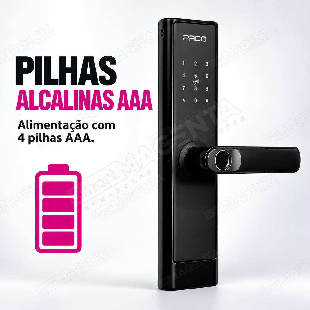 Kit Fechadura Digital Pado FDE250 + Gateway G2: pilhas aaa