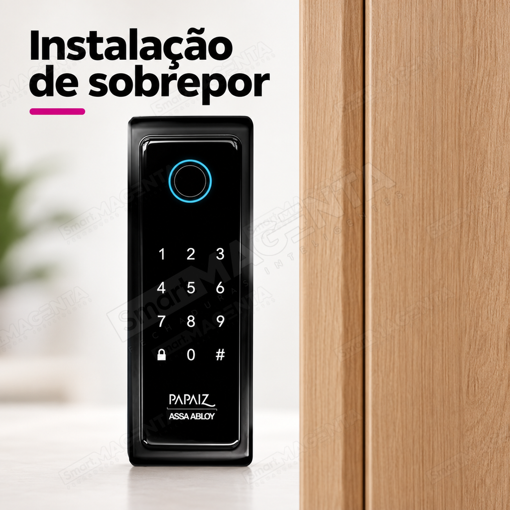Fechadura Digital Papaiz SL140 B: instalacao de sobrepor