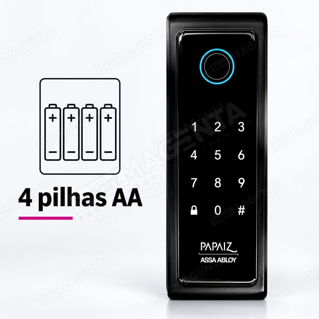 Fechadura Digital Papaiz SL140 B: alimentação por pilhas