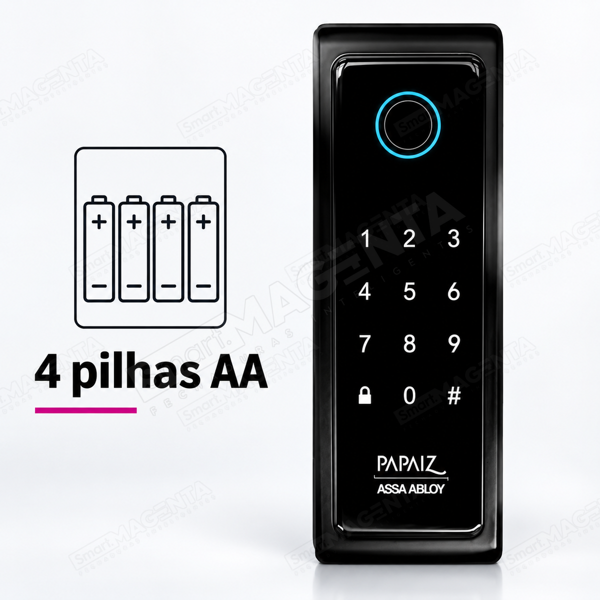 Fechadura Digital Papaiz SL140 B: alimentação por pilhas