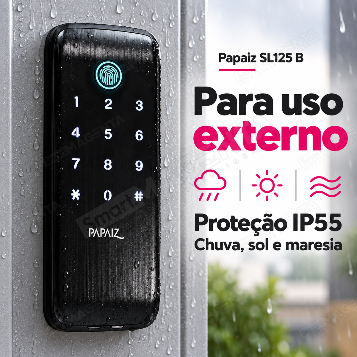 Fechadura Digital Papaiz SL125 B: uso externo