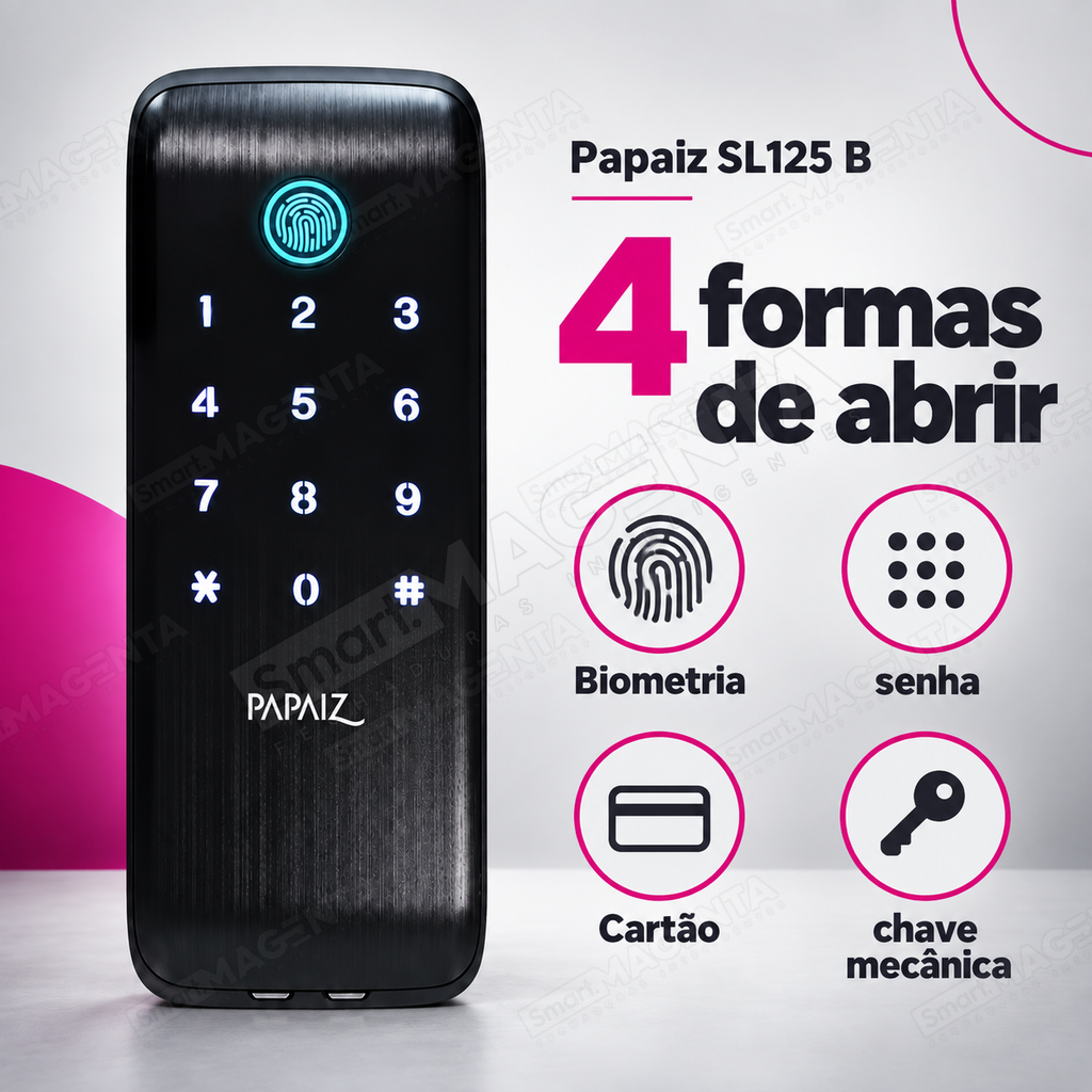 Fechadura Digital Papaiz SL125 B: formas de abrir