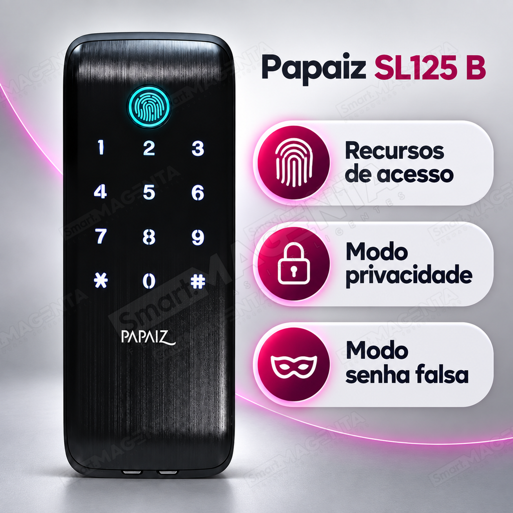 Fechadura Digital Papaiz SL125 B: privacidade senha falsa