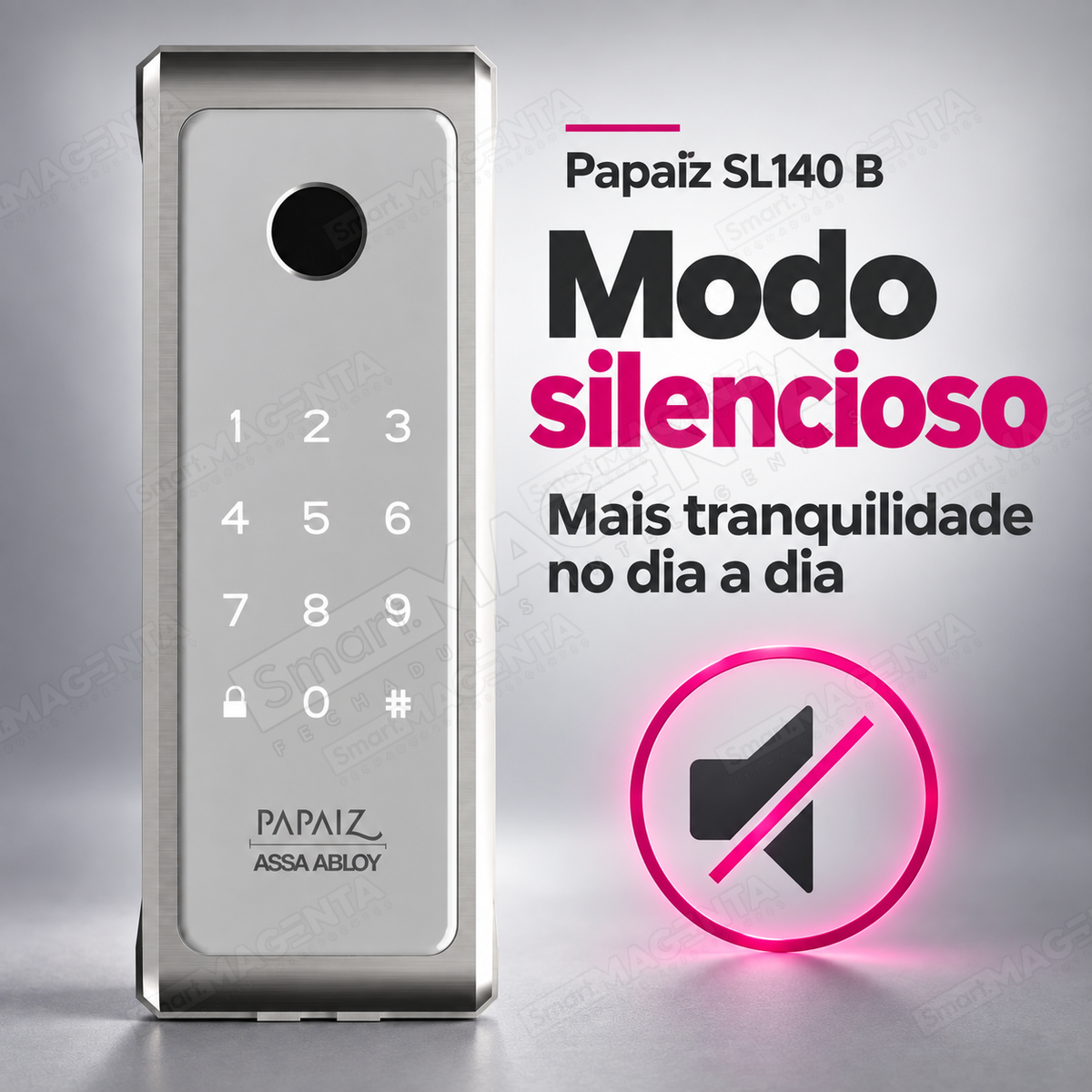 Fechadura Digital Papaiz SL140 B: modo silencioso