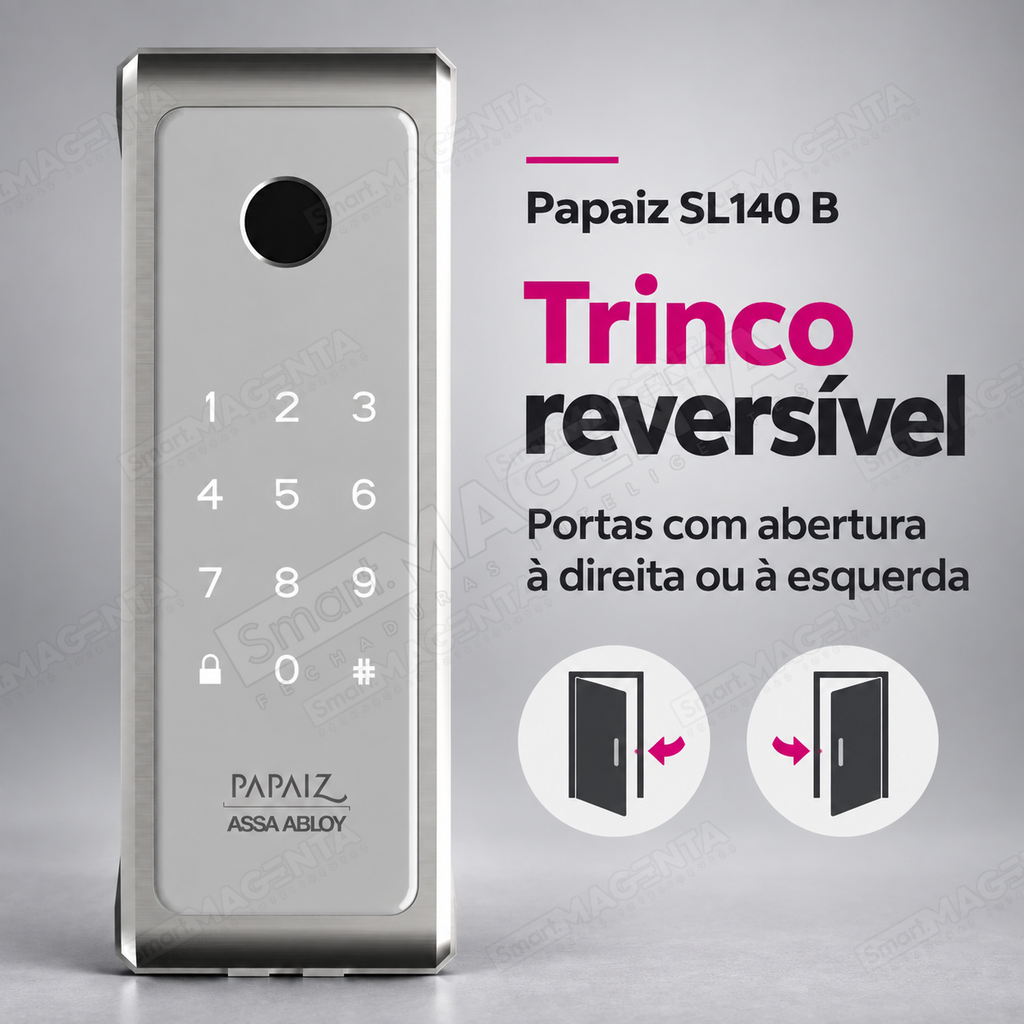 Fechadura Digital Papaiz SL140 B: trinco reversível