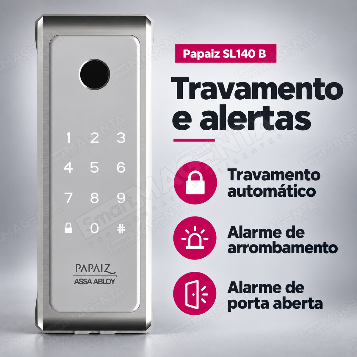 Fechadura Digital Papaiz SL140 B: travamento alarmes