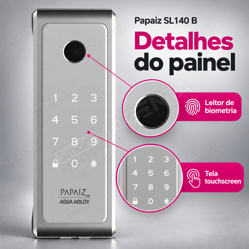 Fechadura Digital Papaiz SL140 B: teclado biometria
