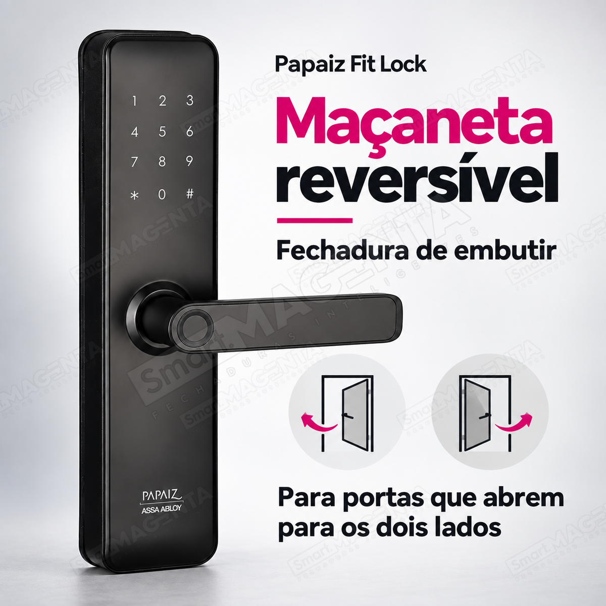 Fechadura Digital Papaiz Fit Lock: maçaneta reversível
