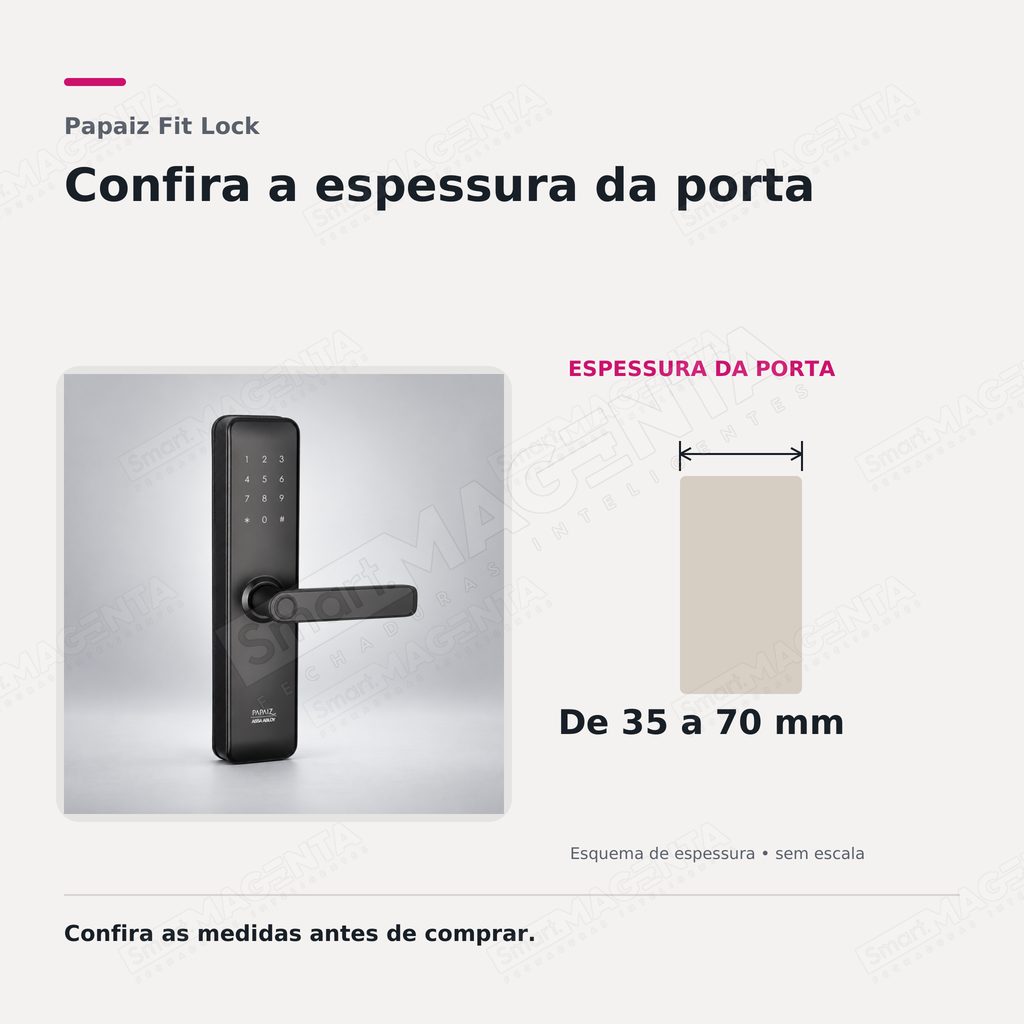 Fechadura Digital Papaiz Fit Lock: espessura de porta