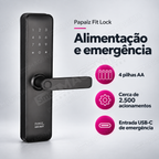 Fechadura Digital Papaiz Fit Lock: alimentação emergência