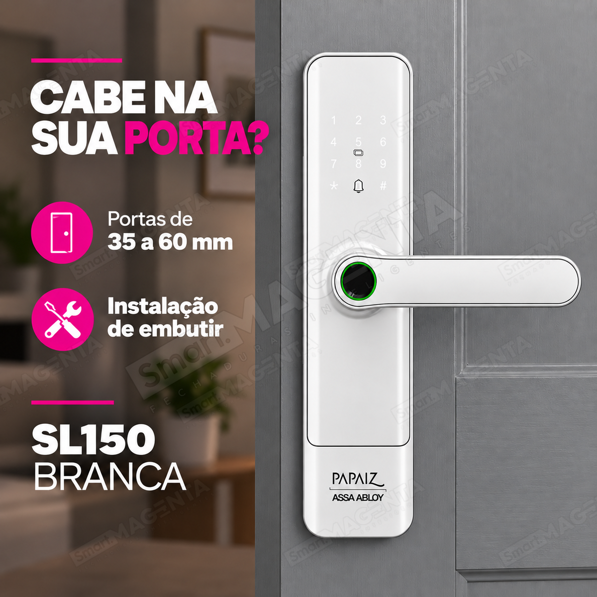 Fechadura Digital Papaiz SL150 Branca: compatibilidade