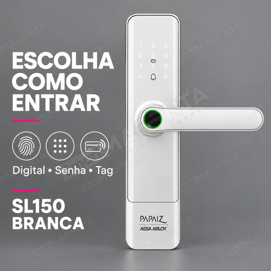 Fechadura Digital Papaiz SL150 Branca: formas de abertura