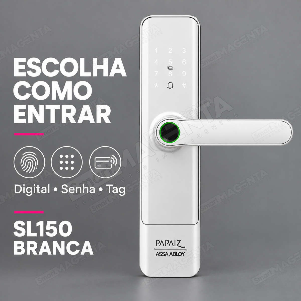 Fechadura Digital Papaiz SL150 Branca: formas de abertura