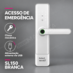 Fechadura Digital Papaiz SL150 Branca: emergência