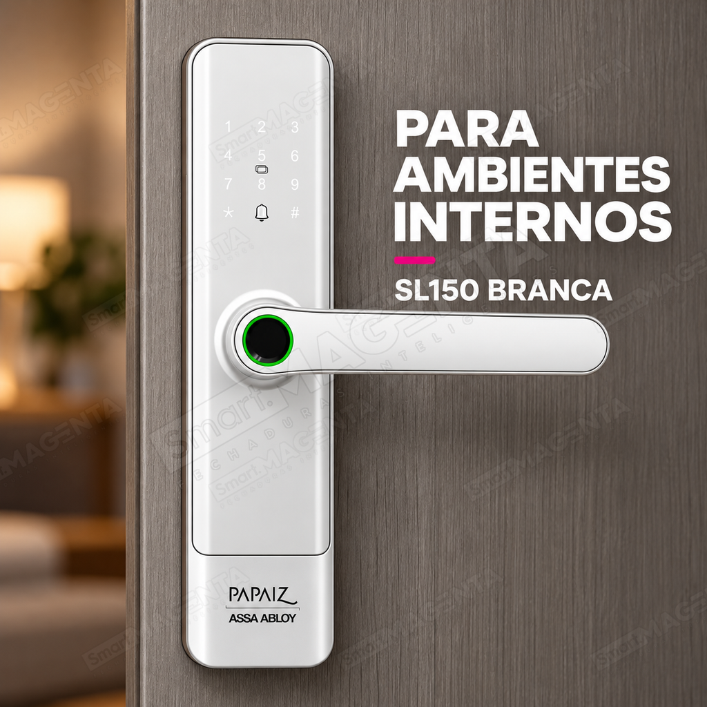 Fechadura Digital Papaiz SL150 Branca: uso interno