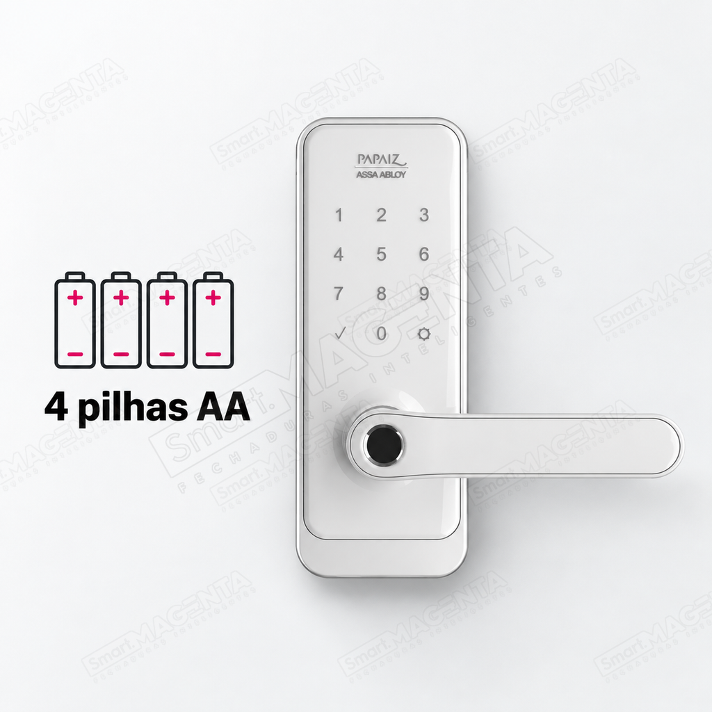 Fechadura Digital Papaiz SL205: alimentação por pilhas