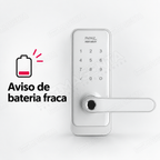 Fechadura Digital Papaiz SL205: aviso de bateria fraca