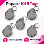 Kit 5 Chaveiros RFID 13,65MHz Papaiz   Controle de Acesso Seguro e Prático para Fechaduras: kit com 5 tags