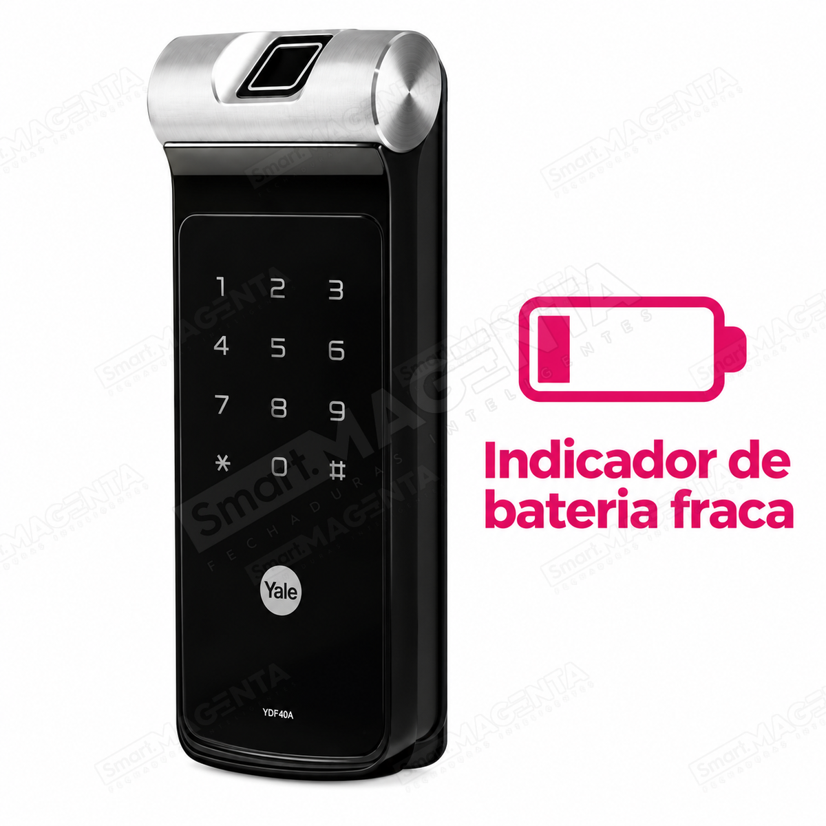 Fechadura Digital Yale YDF40a BP: aviso de bateria fraca
