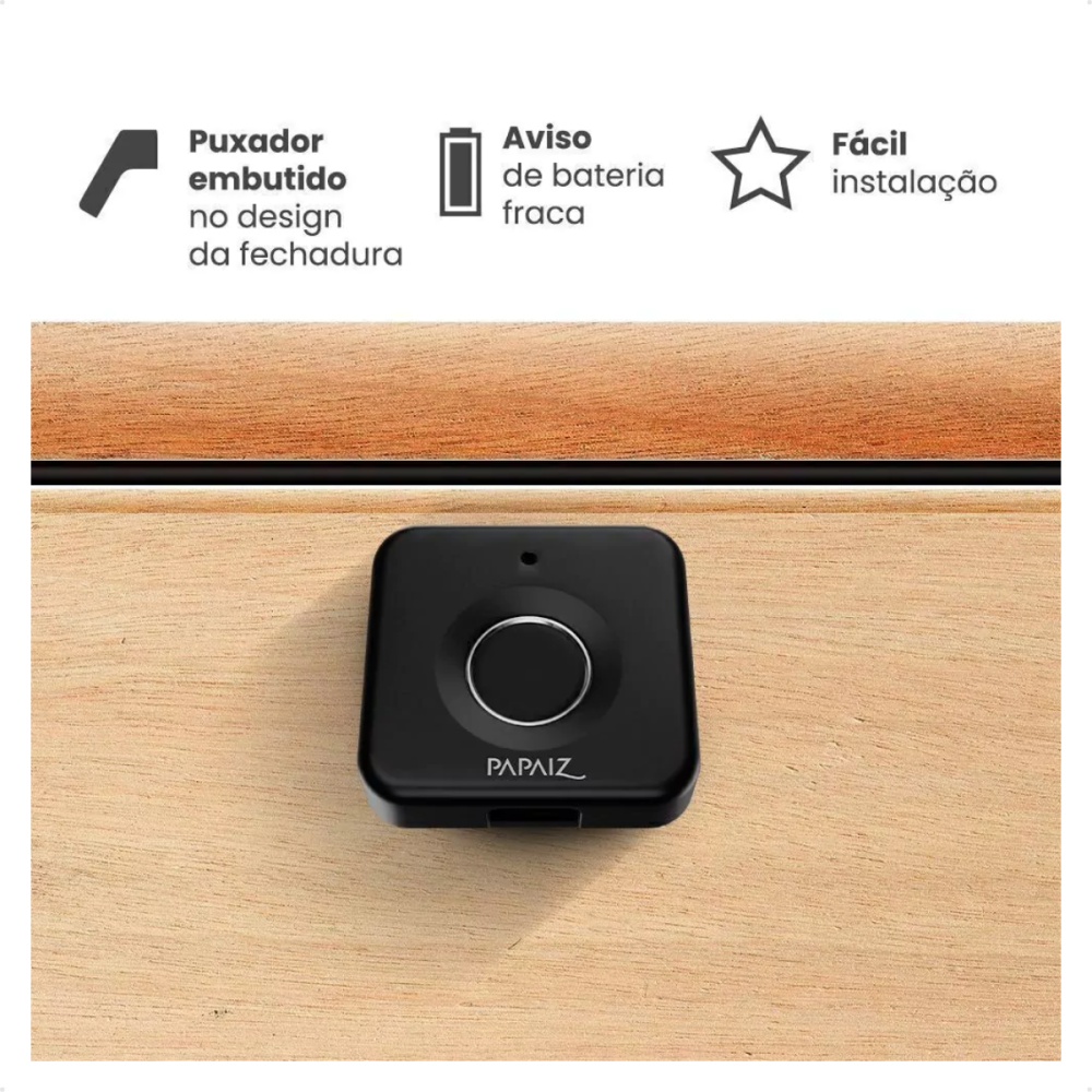 Fechadura Digital para Móveis PPZ 1005 com Biometria e Chave E-Key de Emergência — foto 2