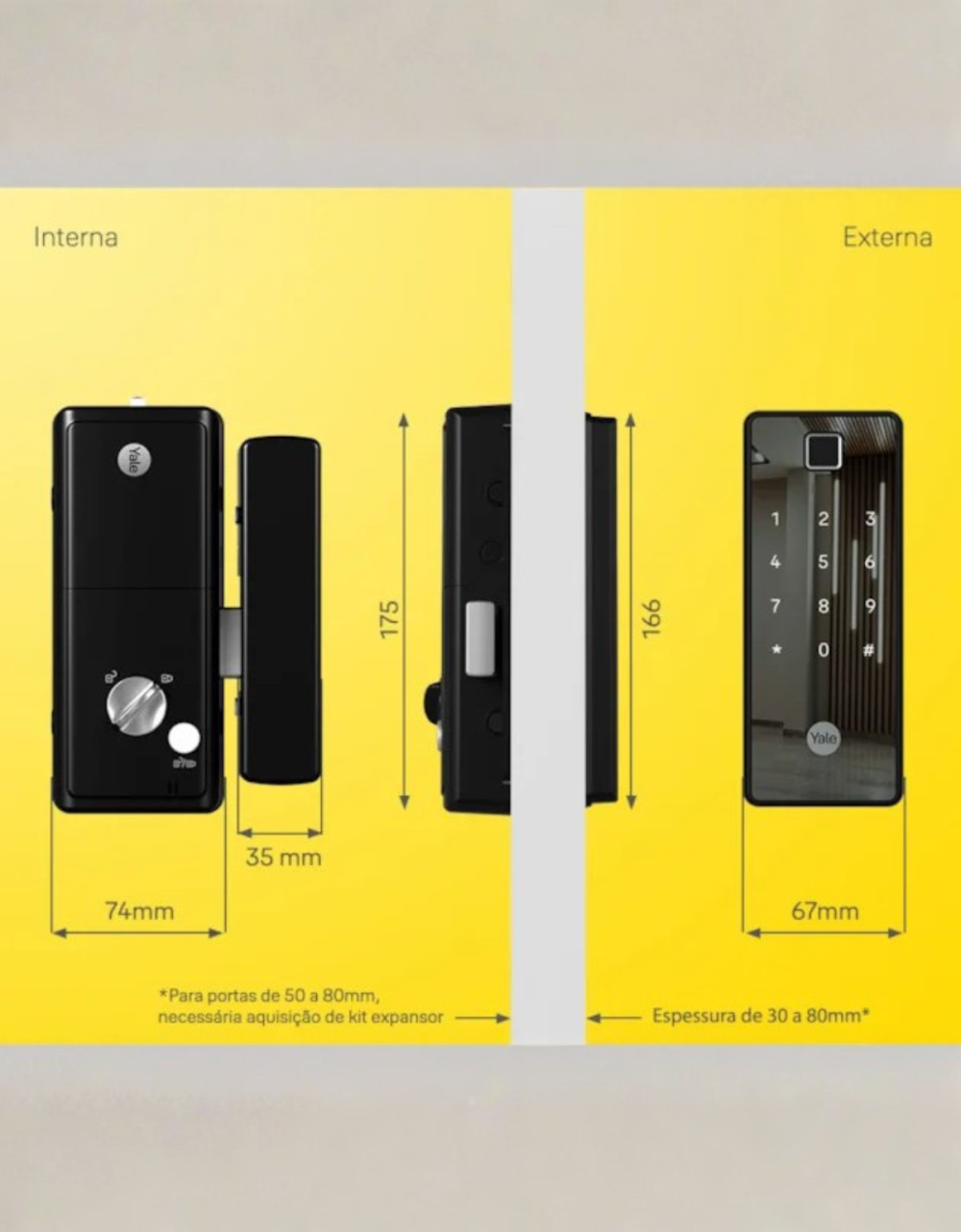 Fechadura Digital Yale Reflecta BIO com Biometria, Senha e Cartão — foto 2
